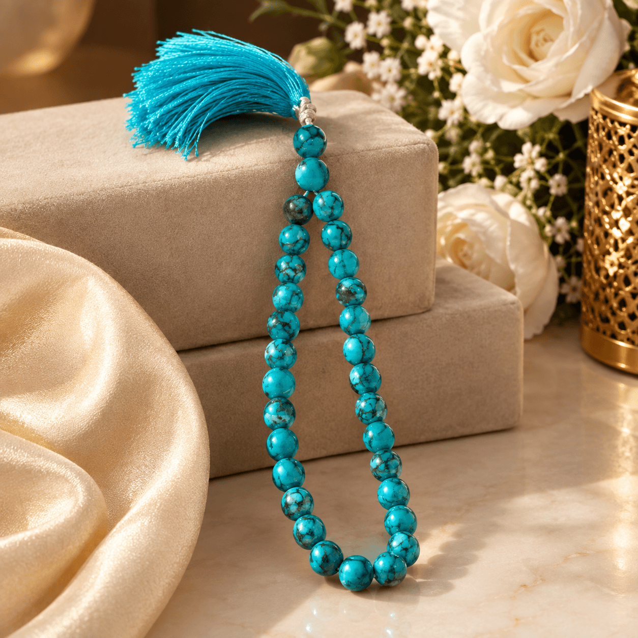 NATURAL FIROZA TASBIH (TURQUOISE BEADS)