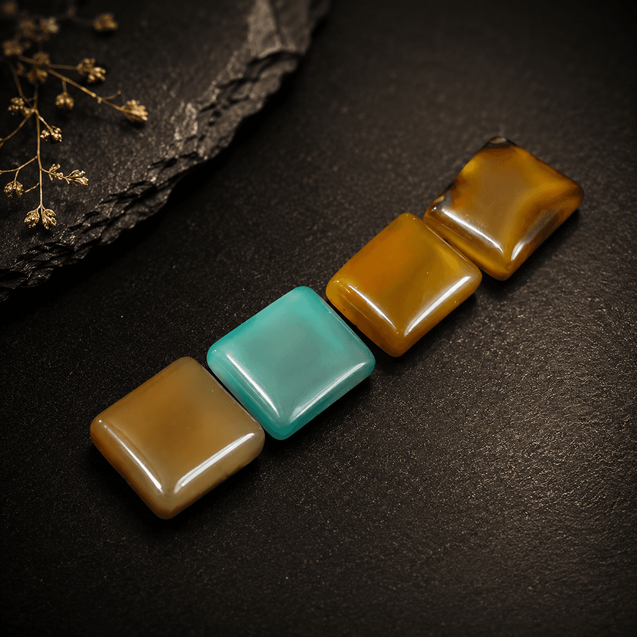 RECTANGULAR CABOCHON AQEEQ GEMSTONE