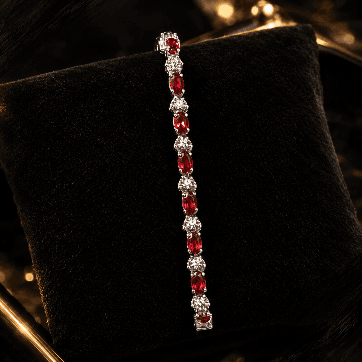 NATURAL RHODOLITE GARNET SILVER BRACELET