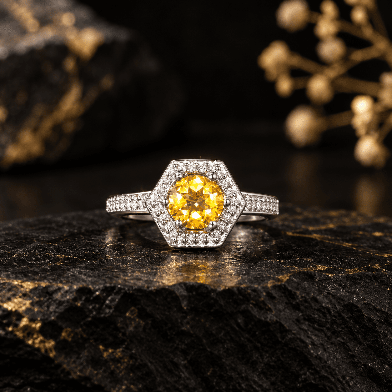 NATURAL YELLOW TOPAZ SILVER RING